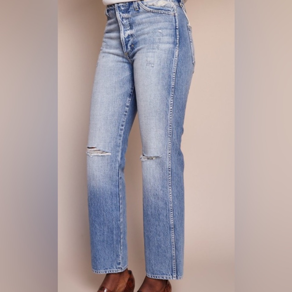 AMO Layla Relaxed Straight Jeans | Charmer Destroy | Size 25